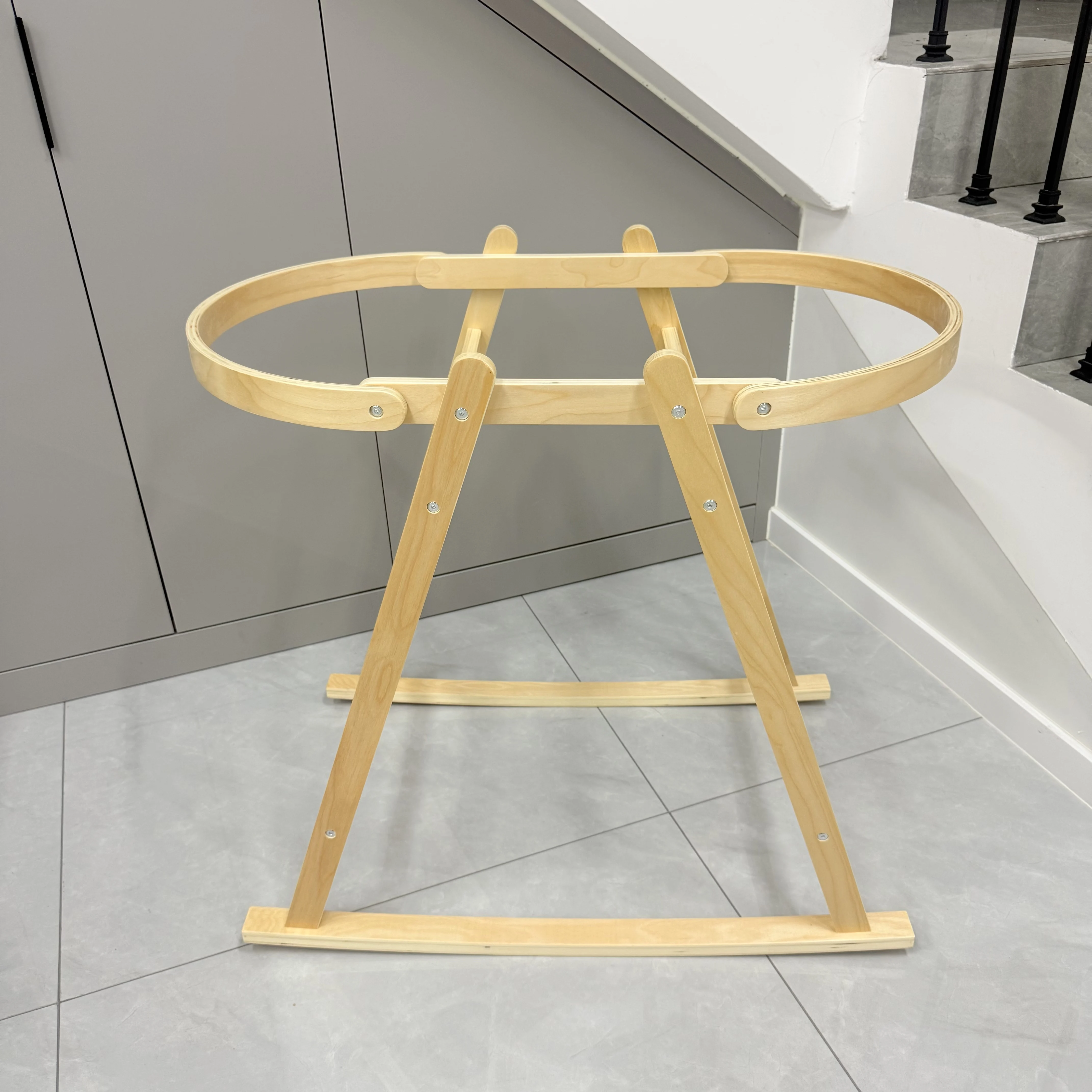 Popular Wooden Cradle Stand, Modern Design Wooden Stand, Suitable for Crocheted Moses Basket, Baby Cradle Furniture