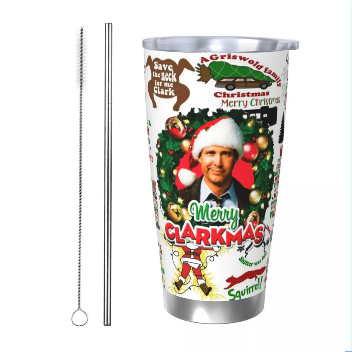 Merry Christmas Chevy Chase Tumbler Vacuum Insulated Thermal Cup Vacuum Flask Car Mugs Water Bottle, 20oz