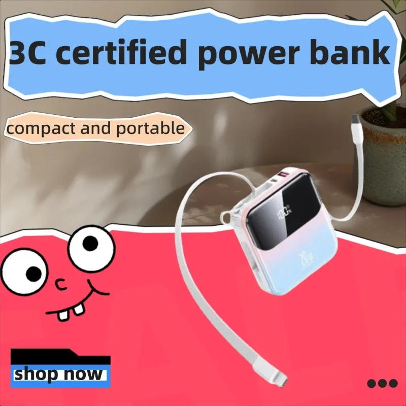 

Power Bank 3C Certification Multi-capacity Super Fast Charging Built - in Cable Small and Portable For Huawei For Apple phone