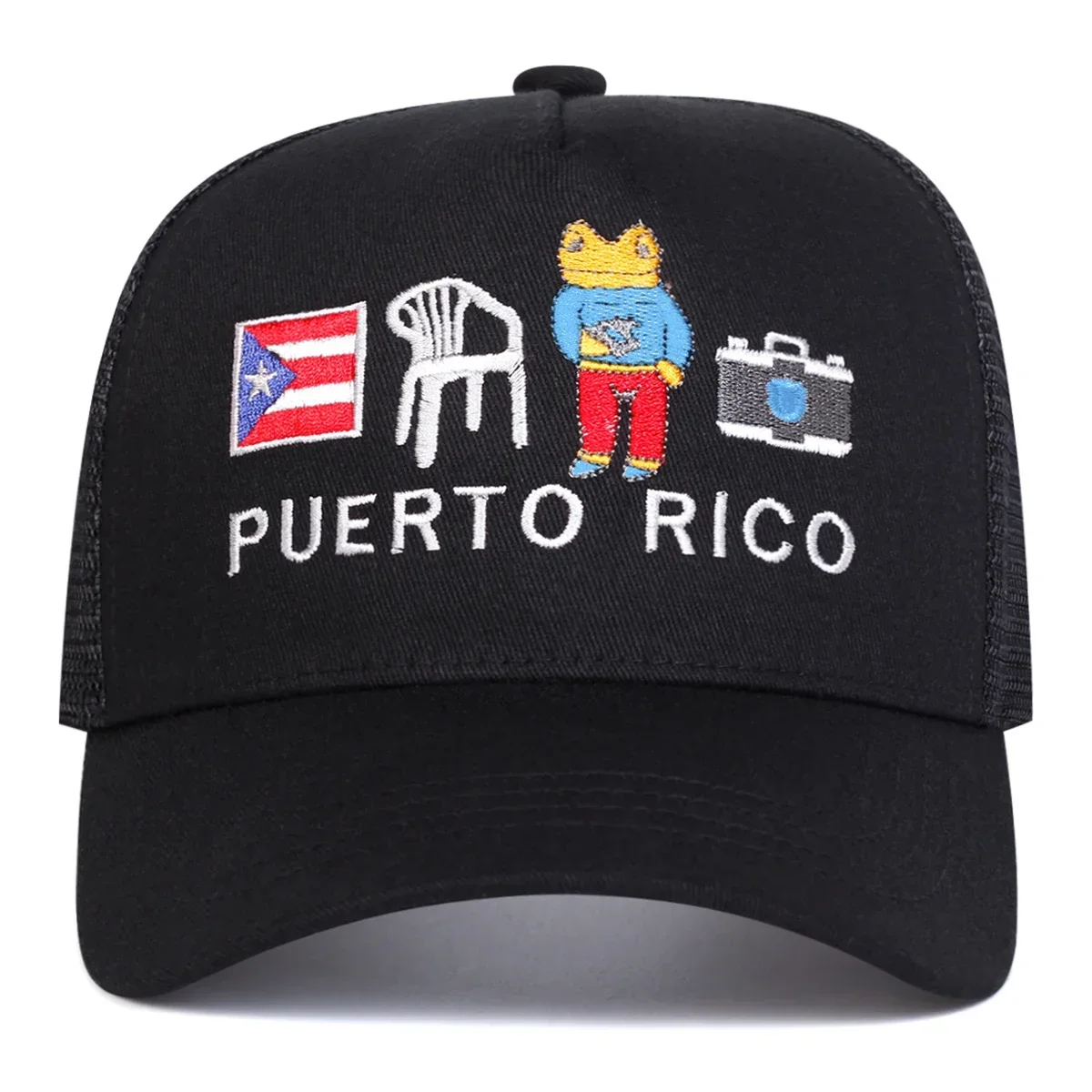 Unisex PUERTO RICO Letter Embroidery Baseball Net Caps Spring and Summer Outdoor Adjustable Casual Hats Sunscreen Hat Sports Cap