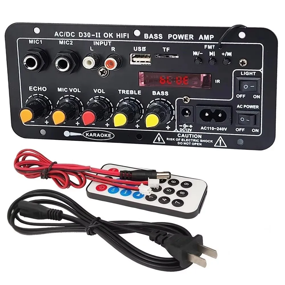 Dual Mic Input Digital BT Amplifier Board Rechargeable Bluetooth Enabled Karaoke Amp Speaker Digital Control DIY Version