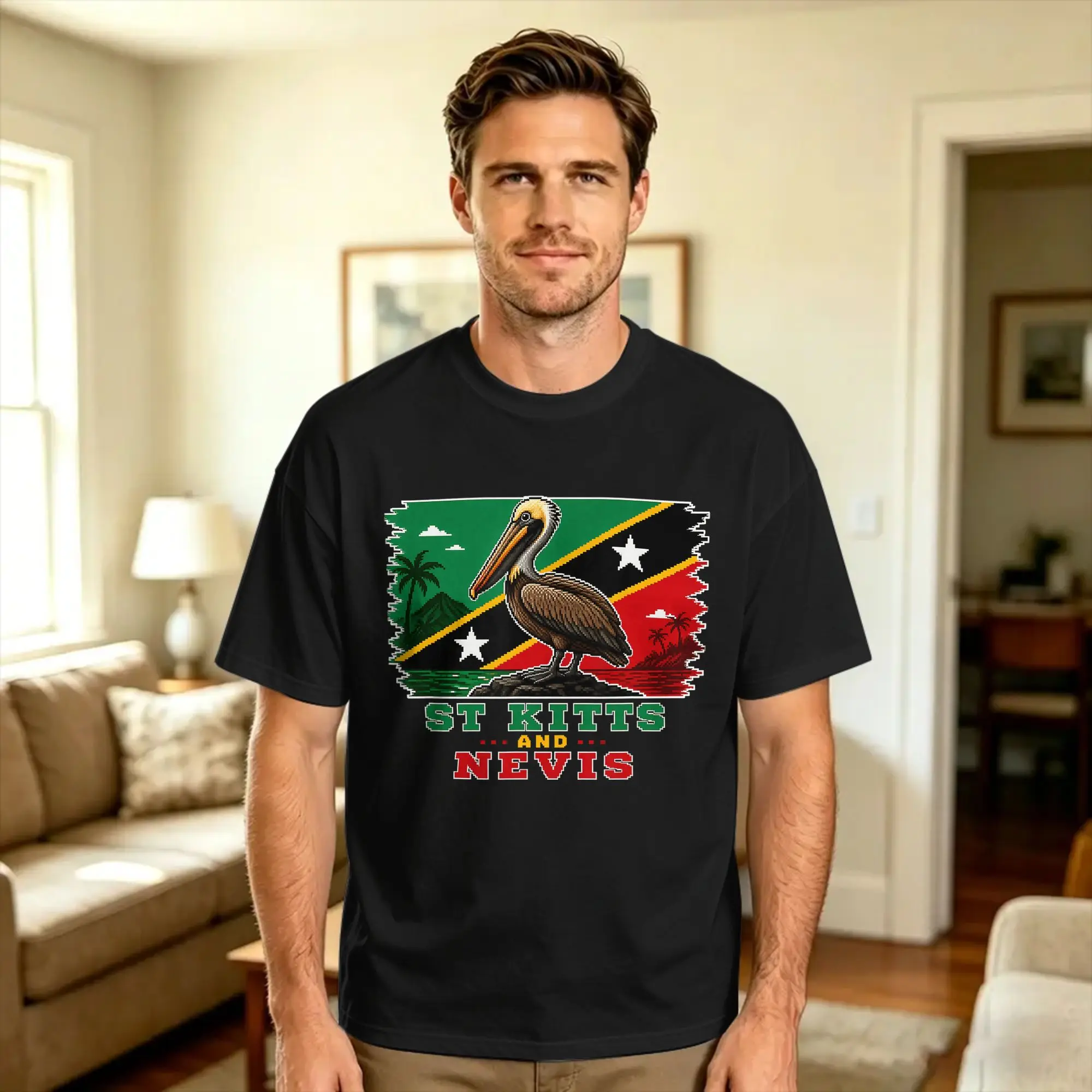 ST Kitts and Nevis Flag T Shirt Summer  Harajuku T-Shirts 100% Cotton O-Neck 4XL 5XL 6XL Top Tees Short Sleeve Vintage Tops