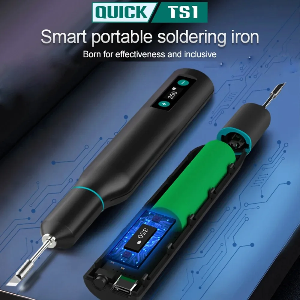 QUICK TS1 Professional Electric Soldering Iron Precision Smart Portable 100-420℃ OLCD Display  Integrated Repair Tool