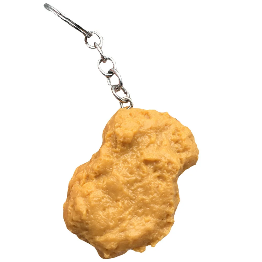 Chicken Keychain Pendant Holder Bag Car Creative Schoolbag Fashion Fried Food Ornament Simulated