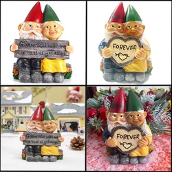 1PC Gnome Couple Love Figurine Dwarf Heart-Shaped Forever Gnome Statue Resin Ornament for Home Office Desk Garden Decor