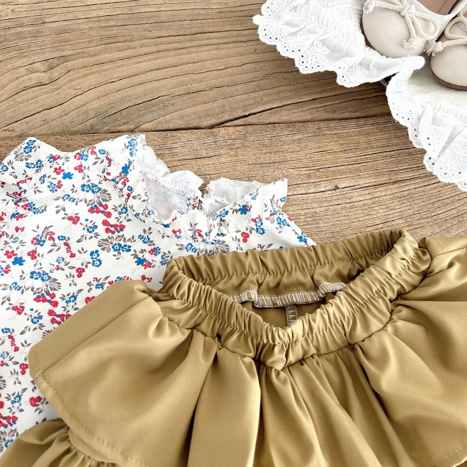 New Summer Baby Girls Clothes Suit Children Cute Flower Vest Shorts 2Pcs/Sets Kids Clothing Toddler Costume Infant Tracksuits