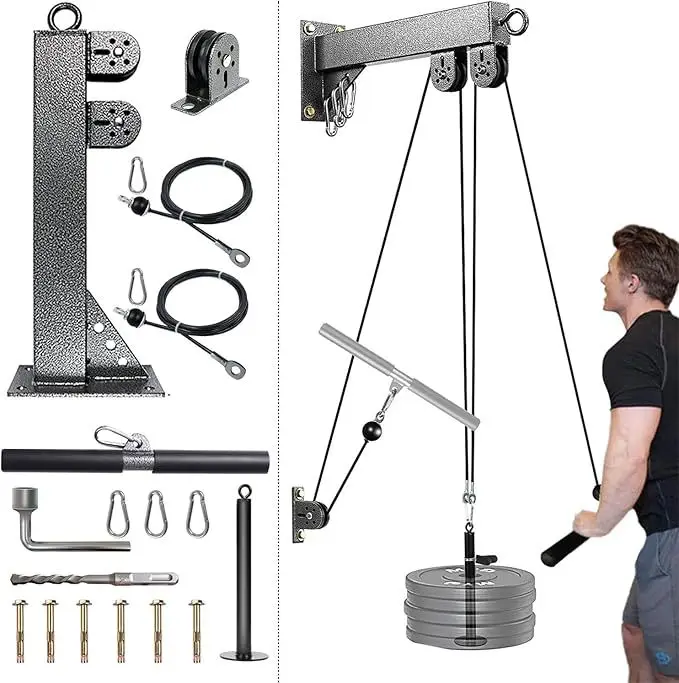 Wall-Mounted Bird Combo Set: Wall-Mounted Pulley System for Bicep Curls and Muscle Building