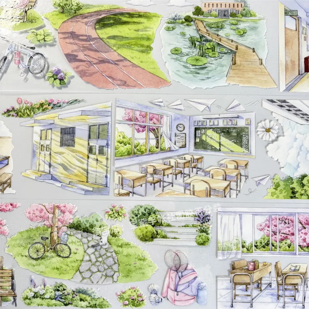 Washi Pet Tape Journal Green Campus Youth Antique Scrapbook Collage Sticker Coo Card