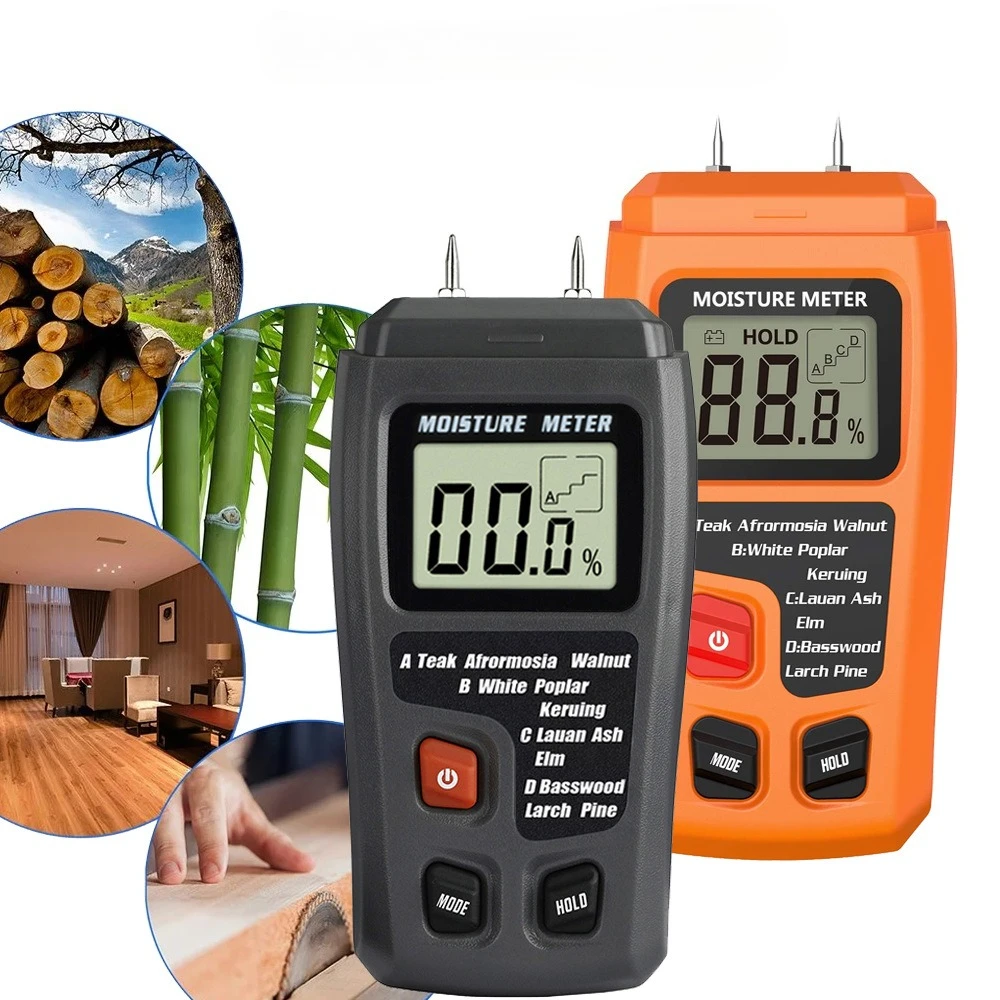 

Digital Moisture Meter for Wood & Paper, Pin-Type Humidity Detector with LCD Screen