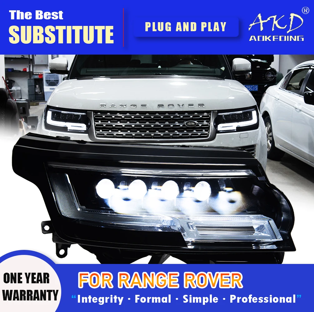 

AKD Head Lamp for Range Rover LED Headlights 2013-2017 Range Rover Executive DRL Turn Signal High Beam Angel Eye Projector Lens
