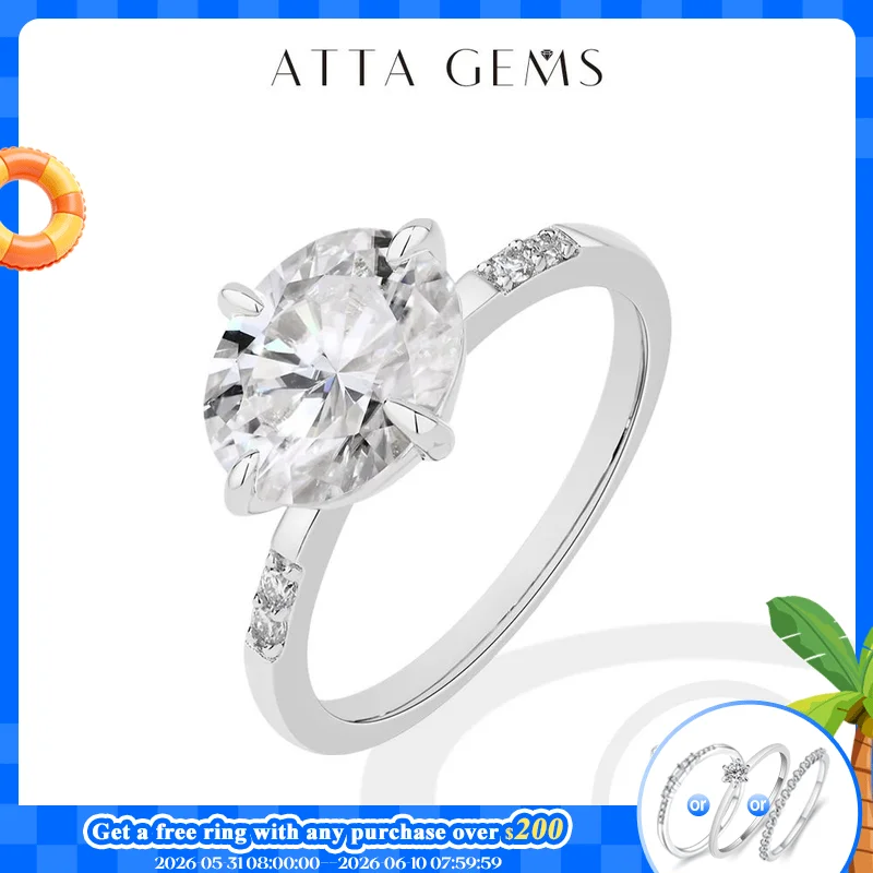 

ATTAGEMS New Oval Cut 4.0CT Moissanite Rings for Women 925 Silver 18K Gold Plated Wedding Ring Exquisite Engagement Fine jewelry