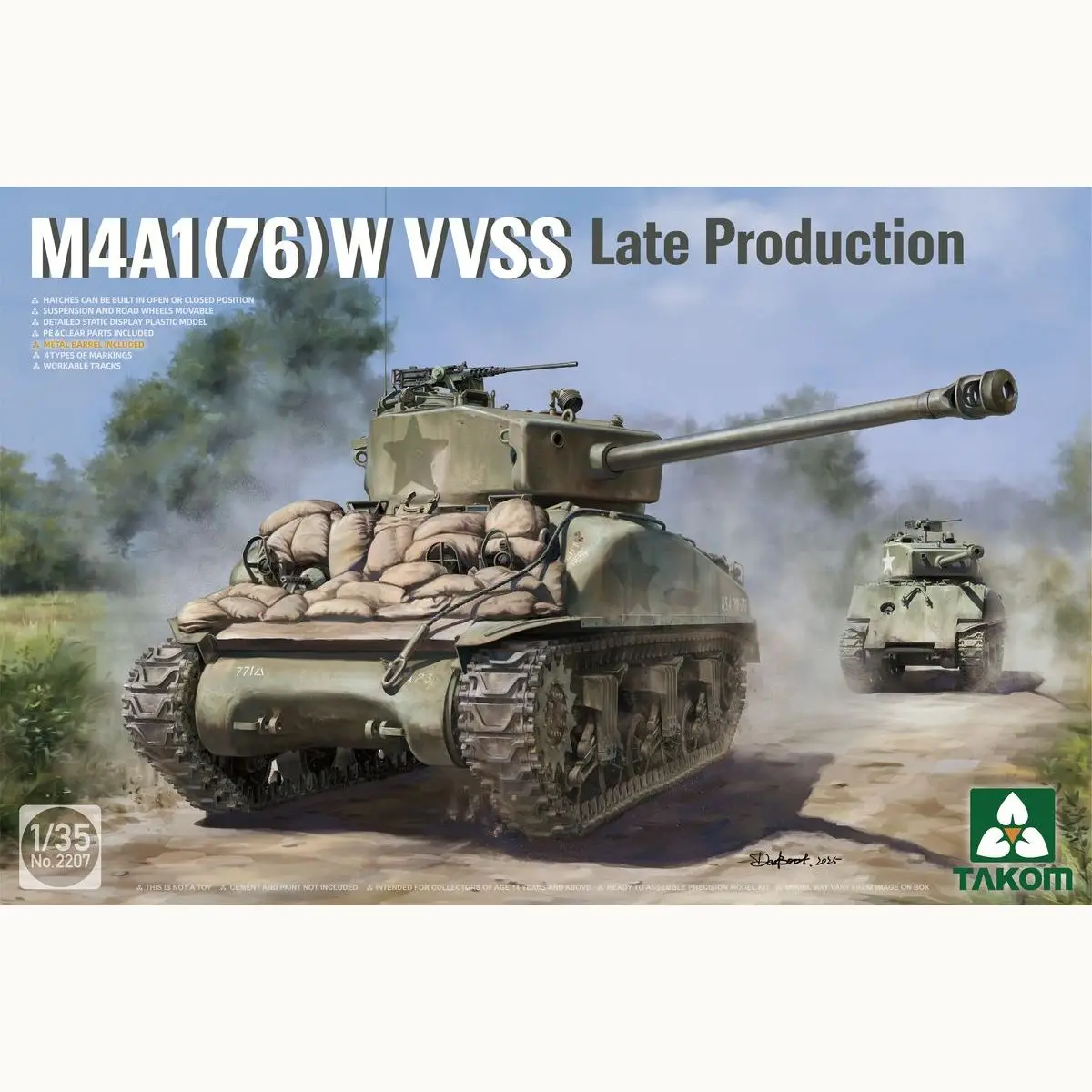 

TAKOM 2207 1/35 M4A1(76)W VVSS Late Production (Include U.S. 1/4 Ton Utility Truck)- Scale Model Kit