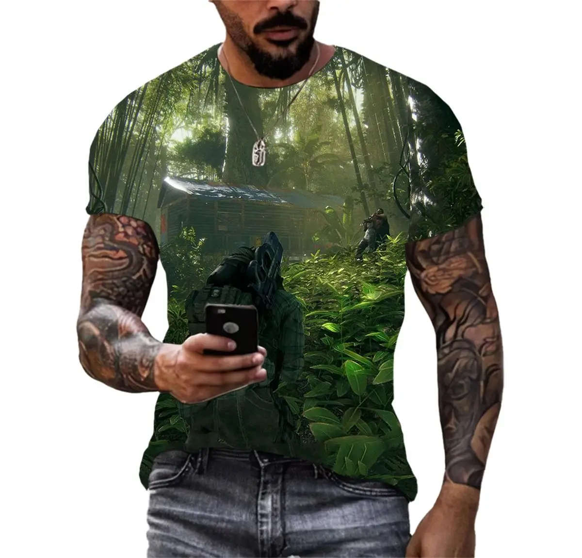 Summer Men Classic Retro Special Forces Shooter 3d Printed T-Shirt Cool Street Personality Outdoor Sports O Collar Short Sleeve