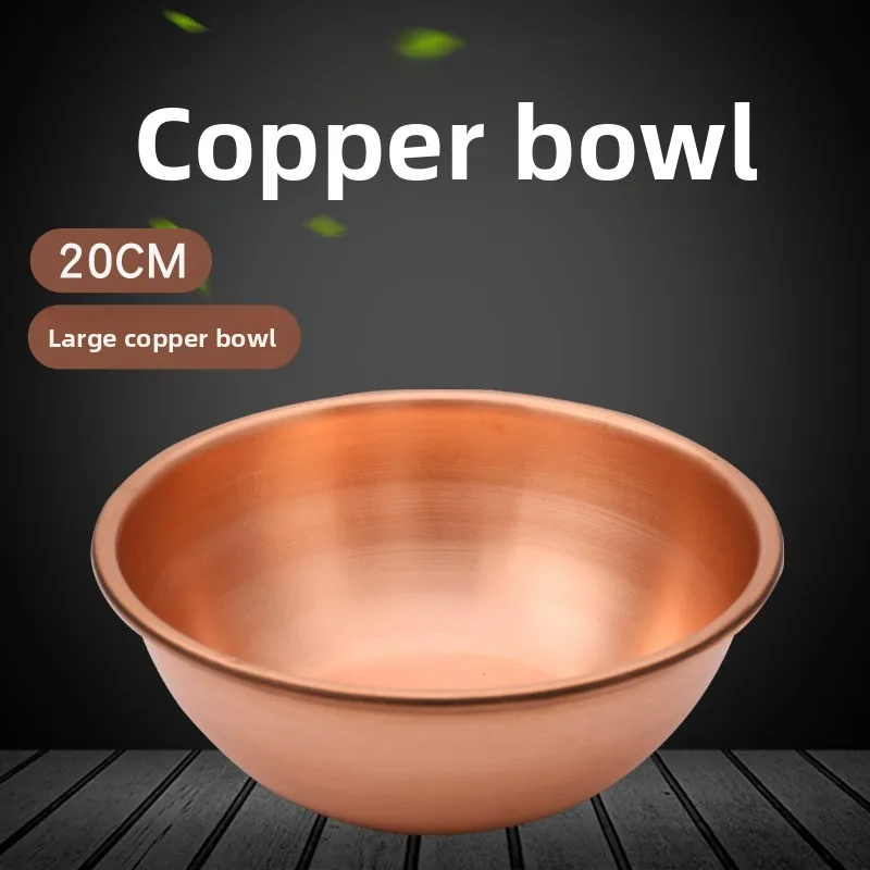 Minimalist Pure Copper Bowl Large Capacity Unbreakable Kitchen Serving Bowl Soup Cereal Salad Mixing Bowl Heavy Duty Cookware