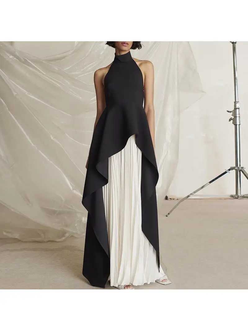 

Bla White Color Blo Long Skirt Set Women's Ele Ne Hanging Evening Gown Wedding Dr High Waist Ball Gown Polyester