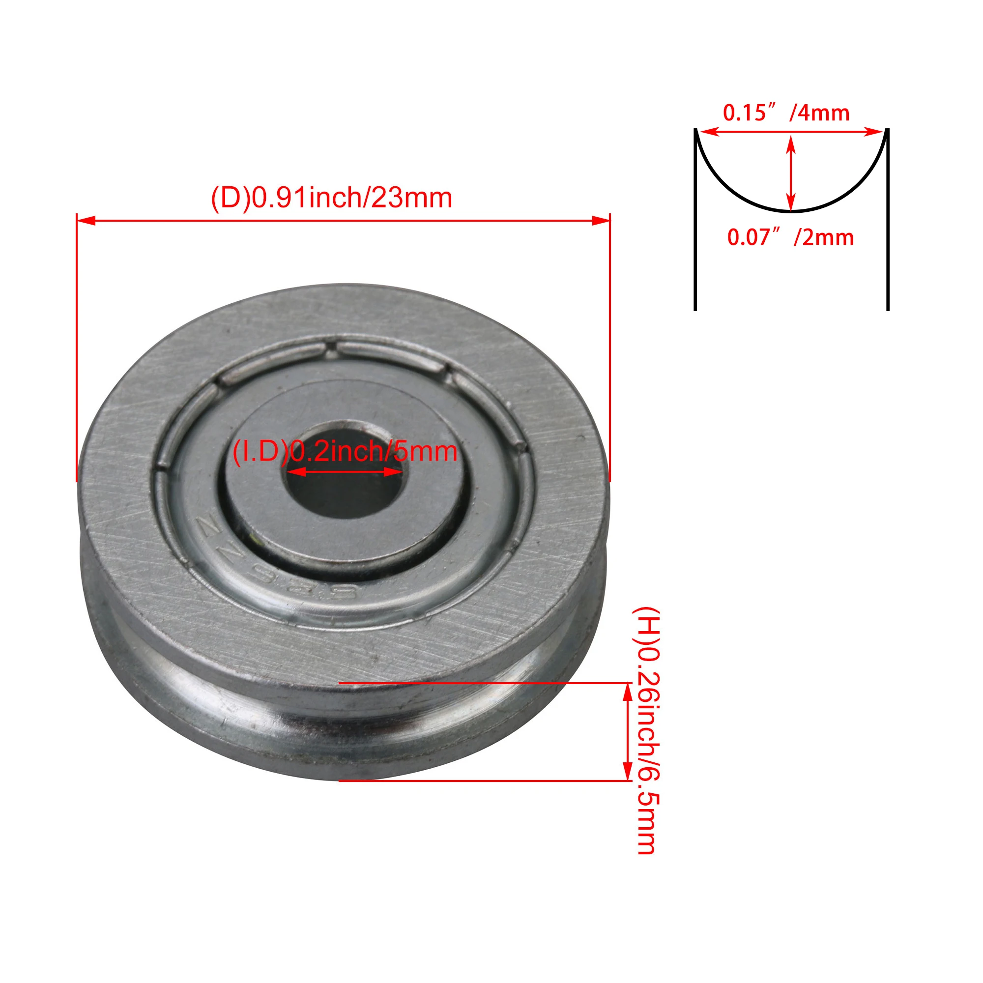 CNBTR 6 Buah Roda Katrol Rel Tipe U Baja Roda Rolloer Pasif 5x23x6.5Mm