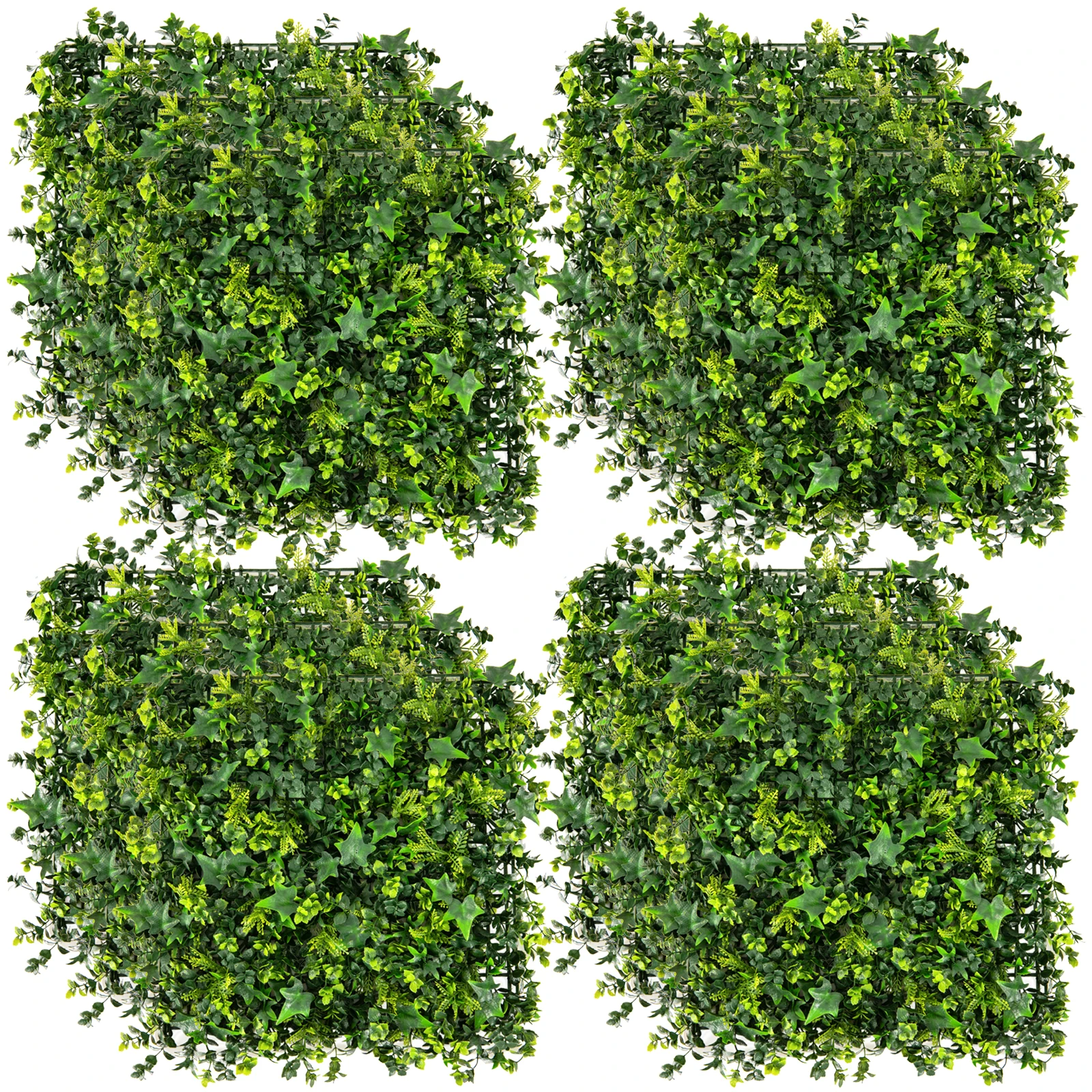 

12 Pcs Faux Greenery Foliage Panels w/ Insertable Branches 20" x 20" for Backyard