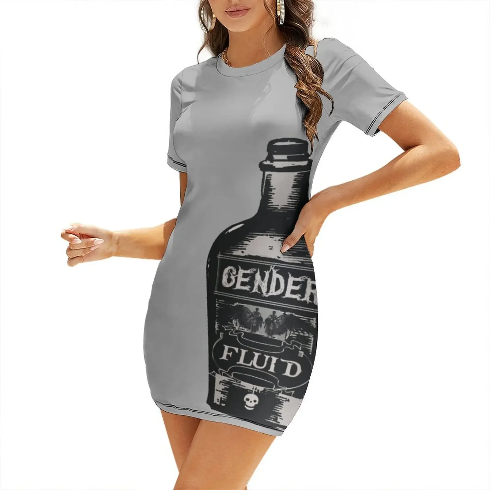 

Gender Fluid Bottle Short-Sleeved Dress dress summer 2025 women Aesthetic clothing Dress women evening woman
