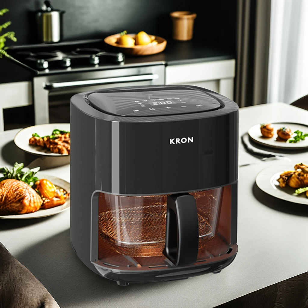 

4L Home Appliance Temperature Adjustment Touch Panel Oil-Free Air Fryer with Visual Glass Pot for Household Use