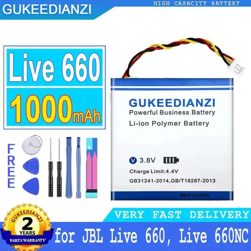 

1000Mah Headset Battery For Jbl Live 660NC,LIVE 660 Wireless 683331 Premium Replacement