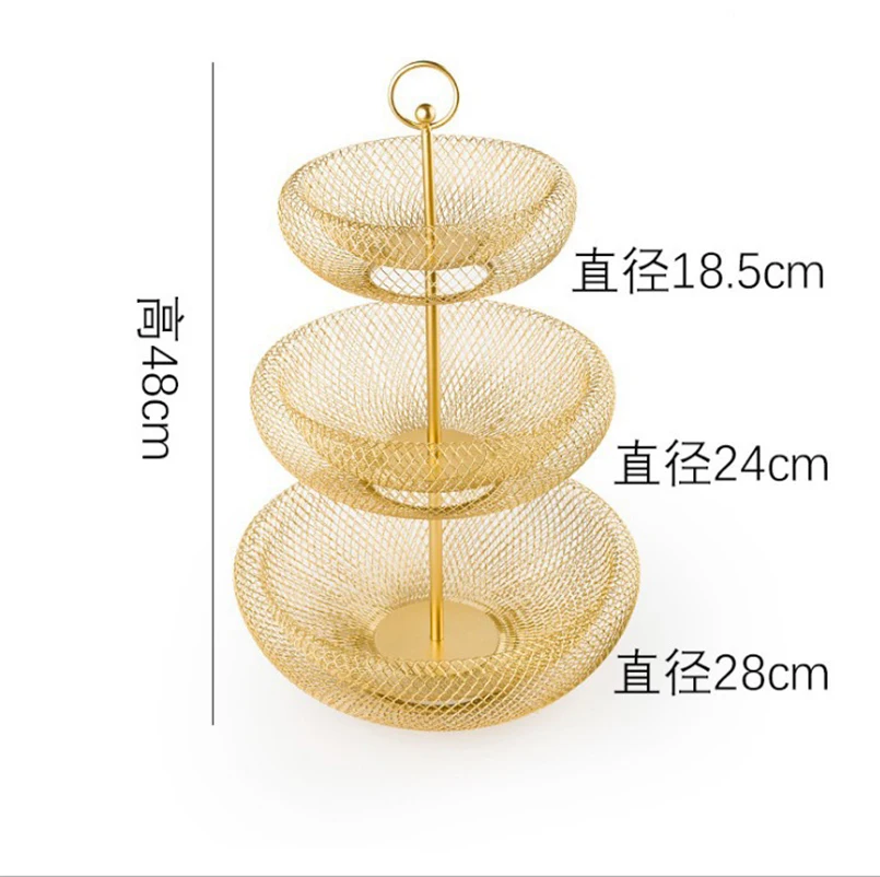 Iron 3 Tier Fruit Basket Fruit Bowl Iron Fruit Stand Home Creative Snacks Bread Storage Drain Basket Table Snacks Tray