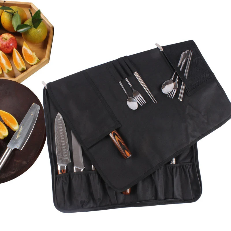 Professional 10 Slots Foldable Chef Knife Bag Kitchen Cooking Slicer Santoku Japanese Knives Storage Pockets Portable Carry Case