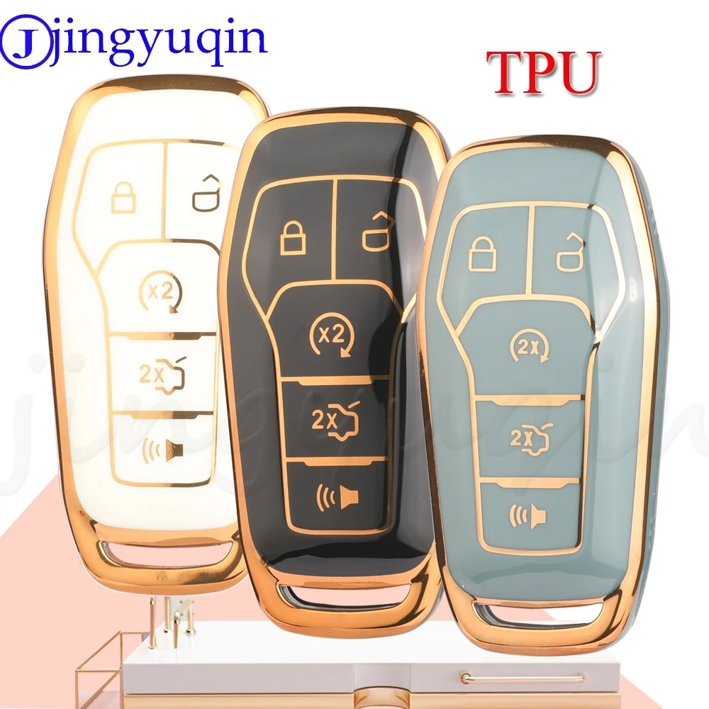 

JYQ чехол из ТПУ с автоматическим ключом для Ford Fusion Mondeo Mustang F-150 Explorer Edge 2015 2016 2017 2018, аксессуары для удаленного автомобиля