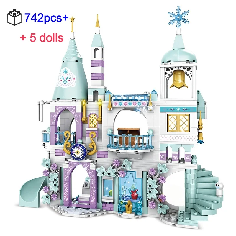 مجموعة مكعبات بناء قلاع الثلج للبنات، ألعاب بناء منزل وعربات، نموذج كلاسيكي، ألعاب أطفال، هدية للأطفال