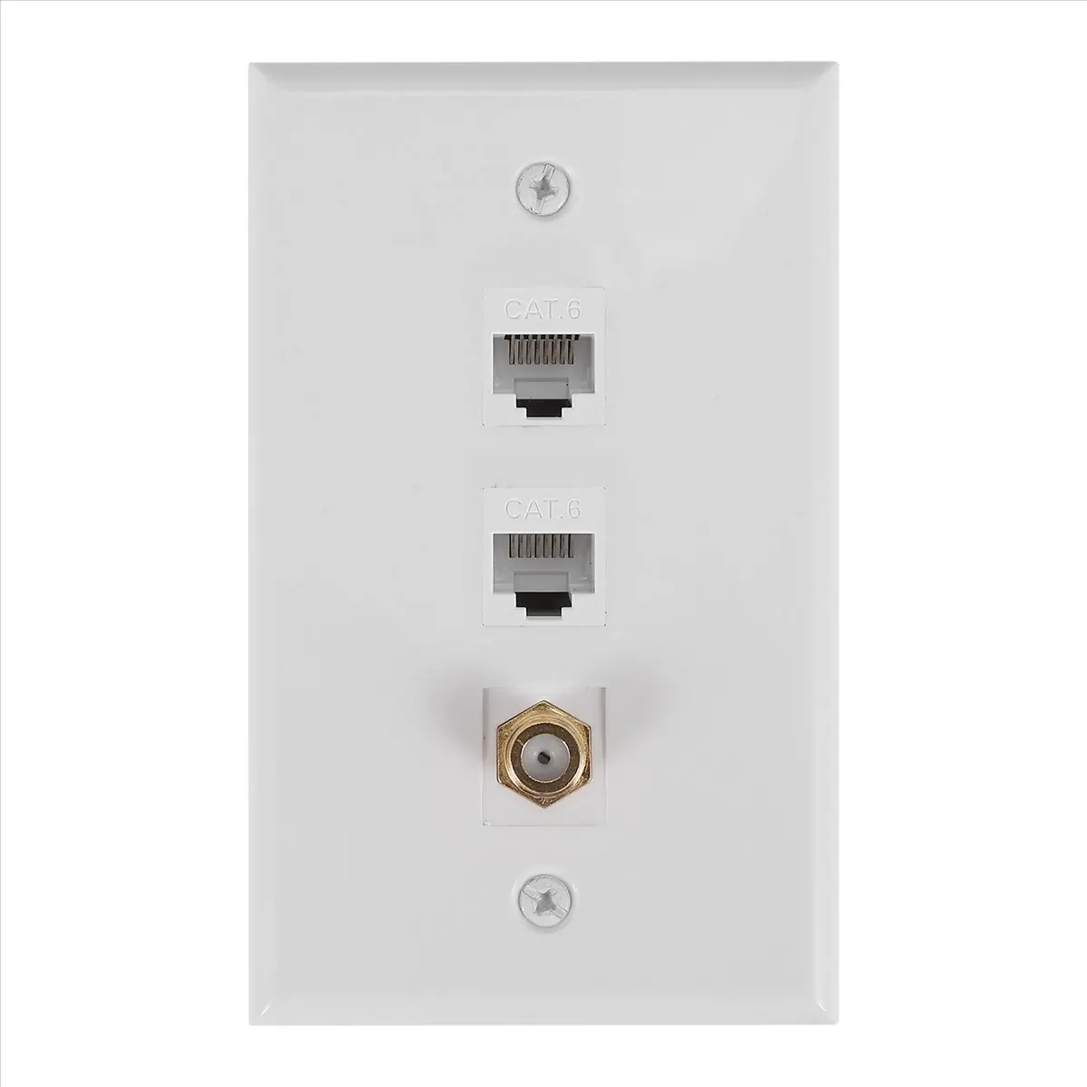 ABGN Ethernet Coax Wall Plate,2 Port Cat6 RJ45 and 1 Port F Type Connector Coax Female to Female Wall Plate