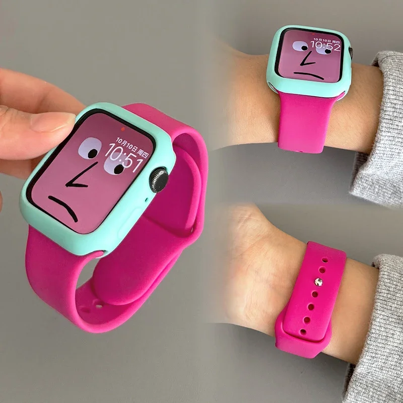 حافظة + حزام رياضي لساعة أبل الترا 3 49 مللي متر 40 44 45 41 42 مللي متر سيليكون محفورة سوار iwatch Series11 10 9 8 7 se 4 5 6