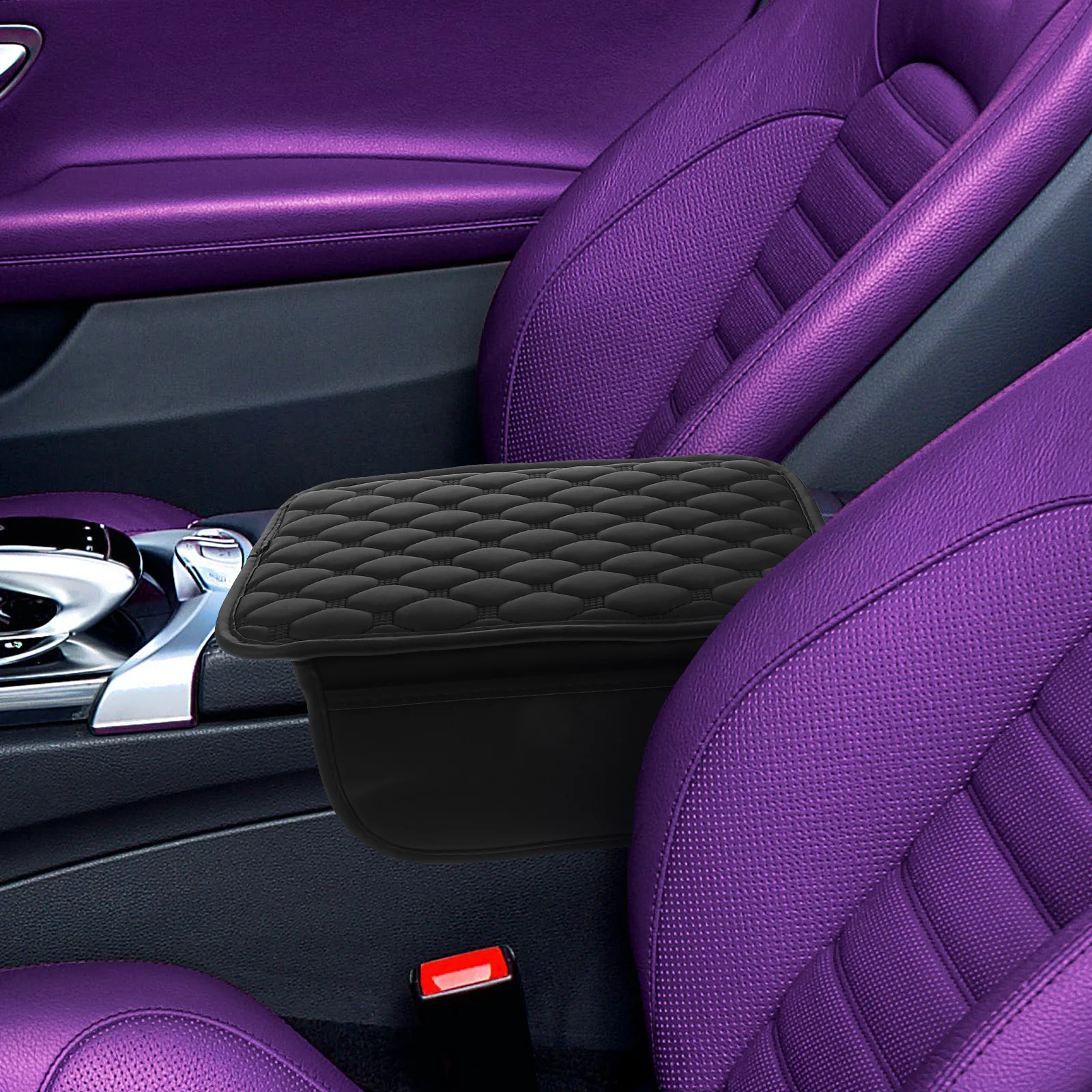 

Car Center Console Cover Black Fake Car Armrest Cushion Waterproof Storage Box Protector Universal Interior Accessory