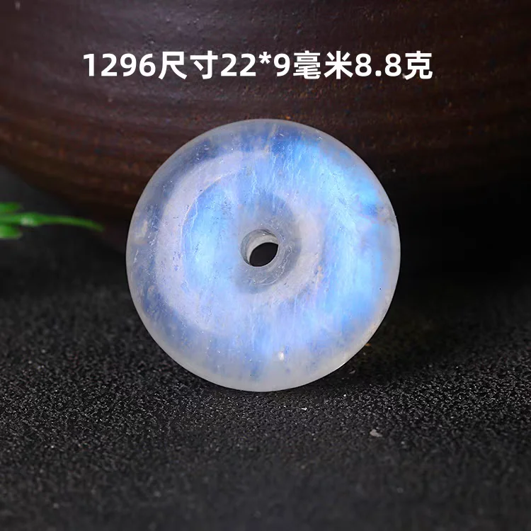 

Natural Blue Moonstone Donut Round Pendant Necklace For Women Men Moonstone Clear Crystal Fashion Jewelry AAAAA