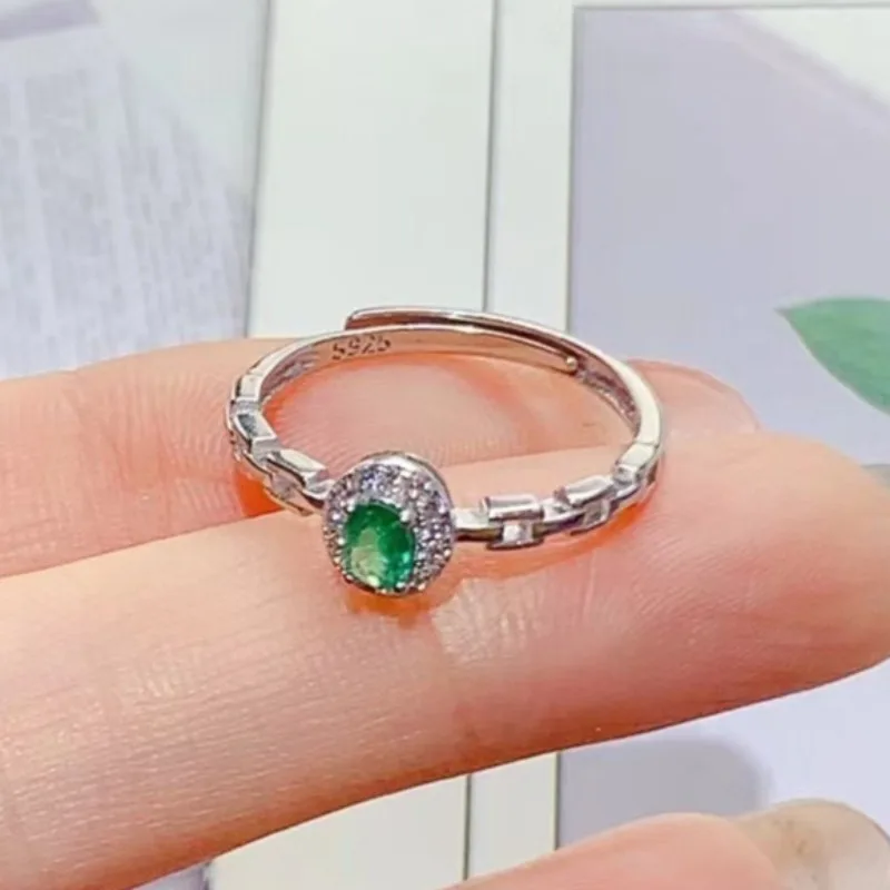 

Кольцо-цепочка из серебра 925 пробы с натуральным изумрудом, 3 мм * 4 мм, ювелирное изделие из колумбийского изумруда, подарок для женщин