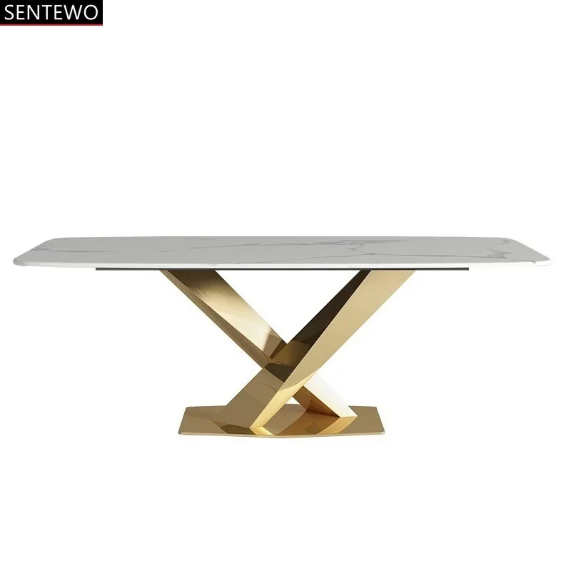 

Modern Luxury Marble Dining Table and 4 Chairs Set Stainless Steel Gold Base Kitchen Dinning Room Tables 6 Chairs Arredamento