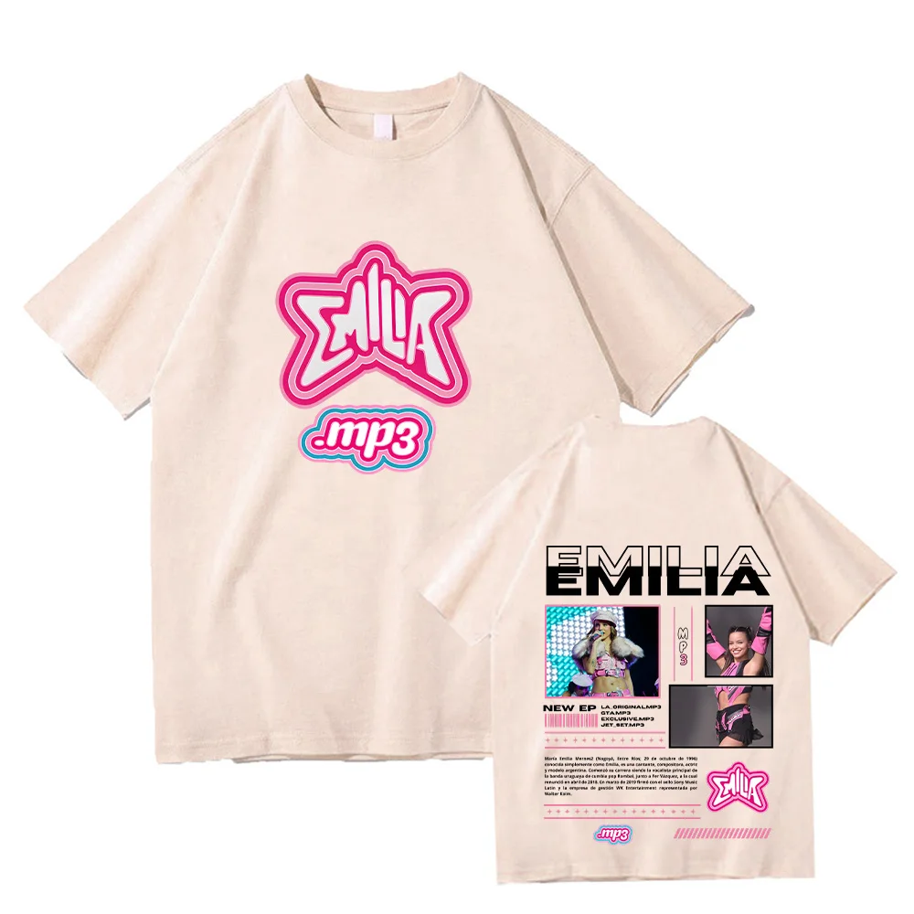 Emilia Mernes MP3 T-shirt Men\'s Fashion Vintage Short Sleeve Tshirt Oversized  Hip Hop Cotton Tees Top Men Women Casual Clothing