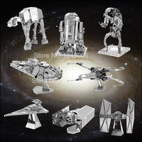 3D Star Metal Wars Puzzle R2D2 X Wing Fighter Millennium ATAT BB8 Model Kits DIY Laser Cut Assemble Jigsaw Gift Adult Kids Toys