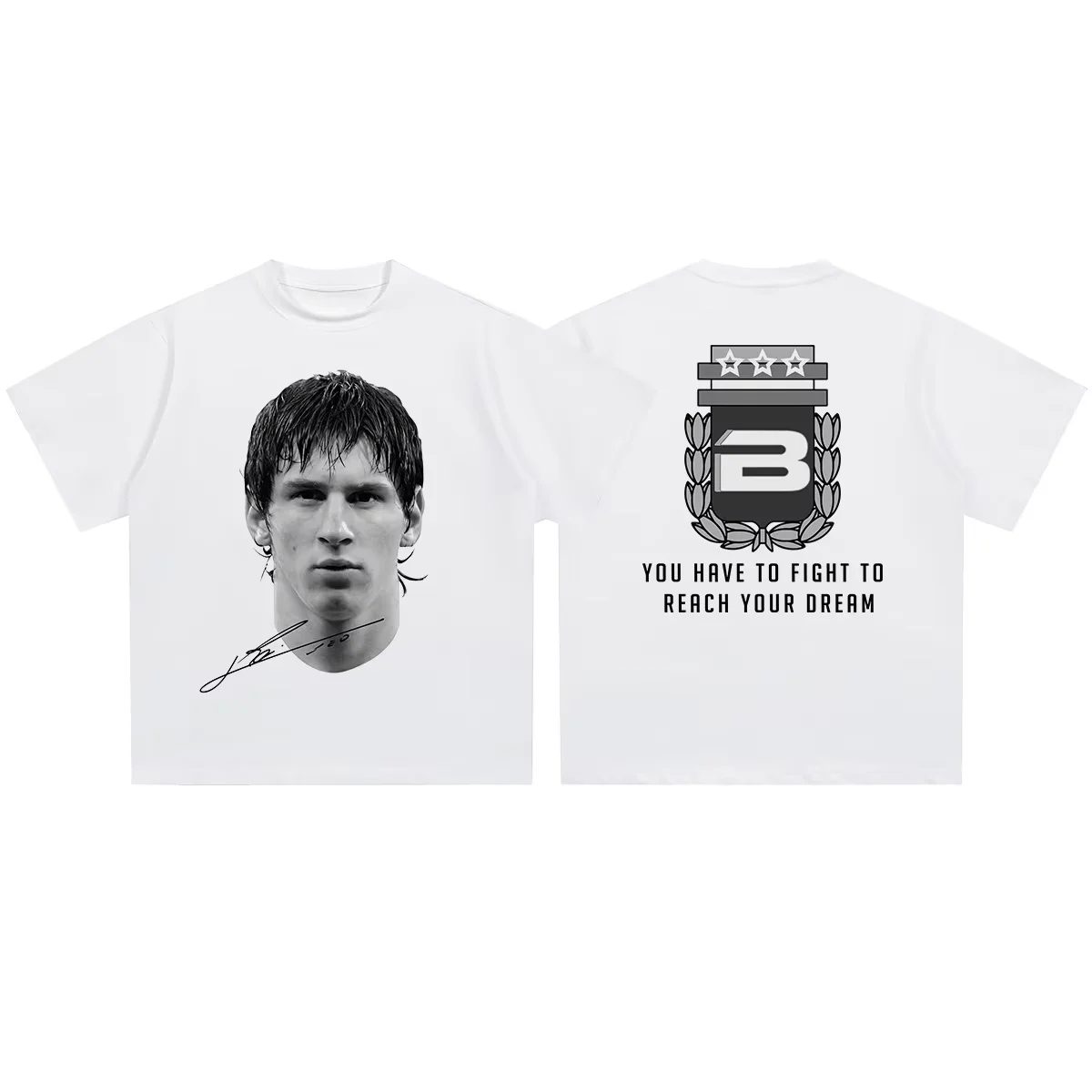 

2025 Spring/Summer Leo Messi Football Vintage Printed Sports Casual Short Sleeve T-shirt Men's and Women's American Cotton Top