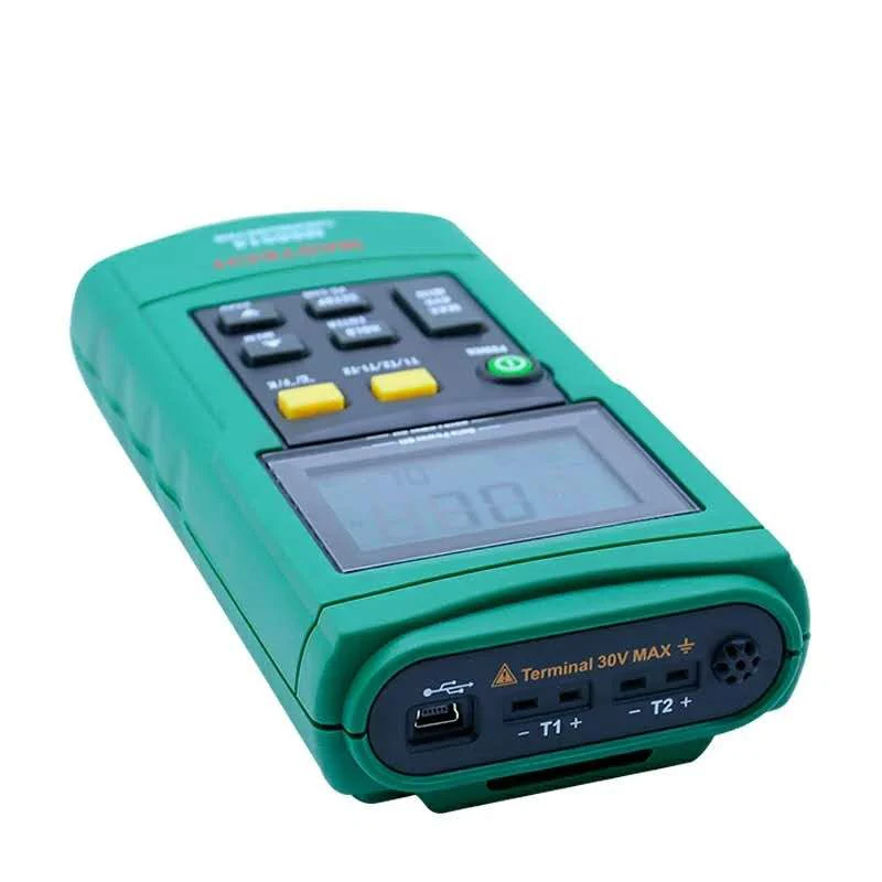 MasTech MS6514 Digital Thermometer Data Logger Dual Channel Temperature Tester USB Interface 1000 Sets Data KJTERSN Thermocouple