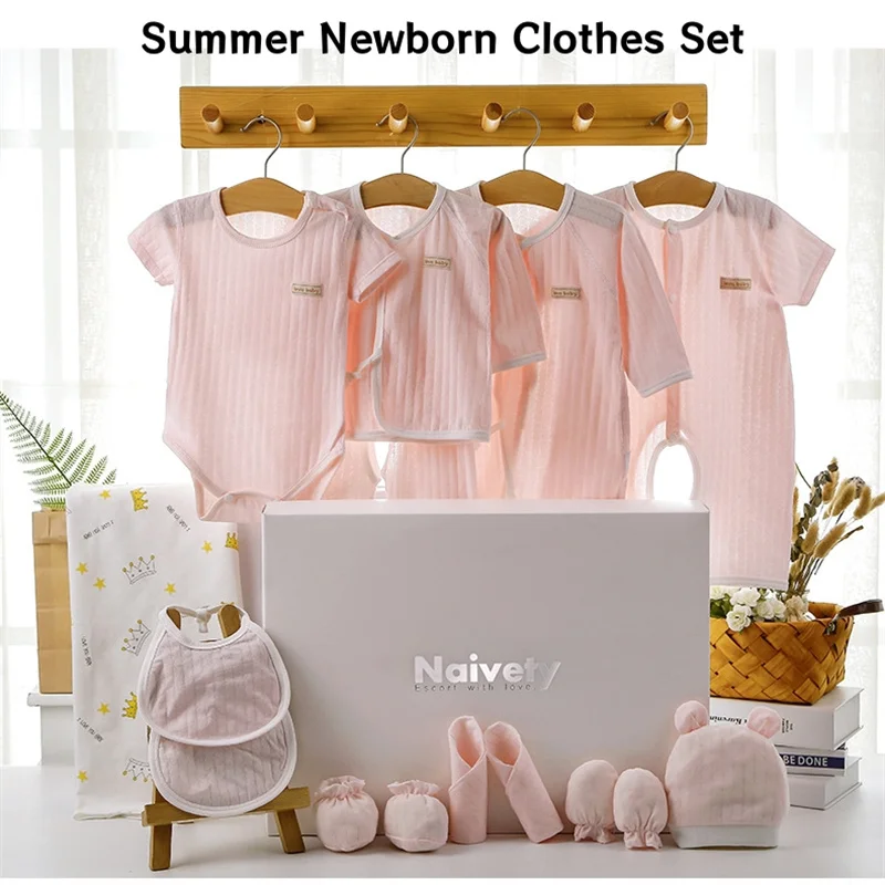 

14/15pcs Summer Newborn Clothes Set Pure Cotton Baby Gift Baby Set 0-12 Months Thin Kids Clothes Suit Unisex Without Box