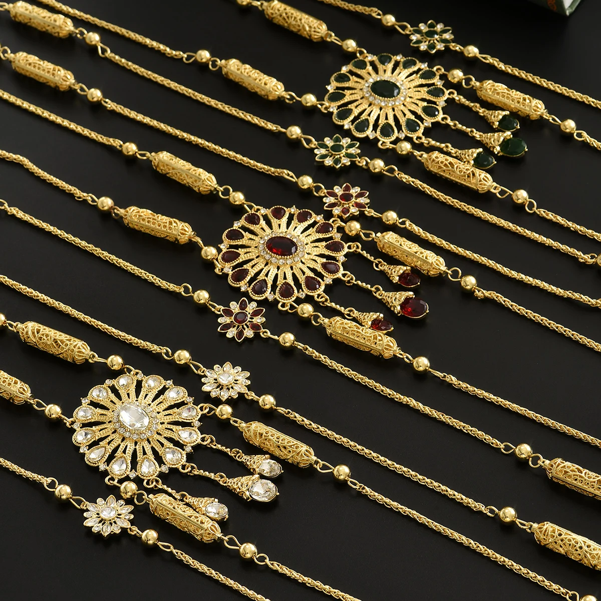 Handcrafted Rhinestone Dress Body Jewelry Hollowed-out Flower Shapes Luxury Sash Wedding Accessory