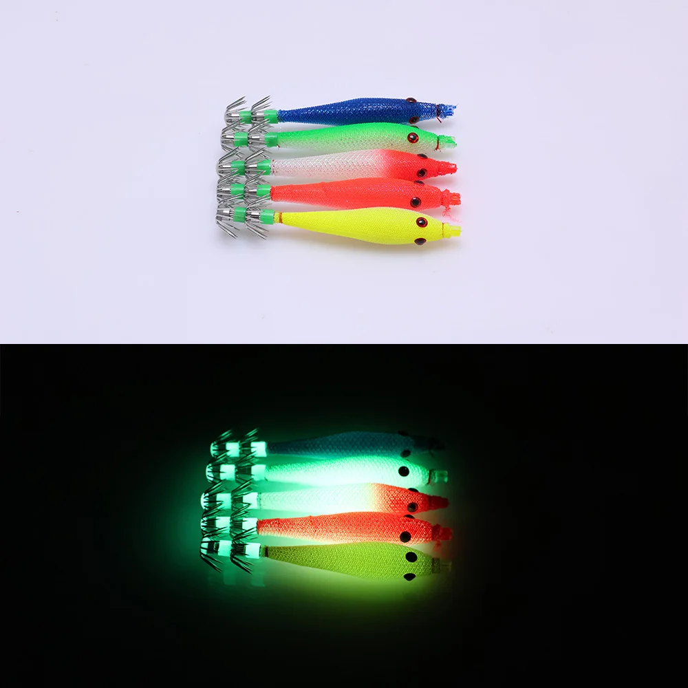 Glow-in-Dark Soft Squid Jig Lure with 3D Lifelike Simulation Fish Eyes And Sharp  Metal Umbrella Hook for Night Fishing image 5