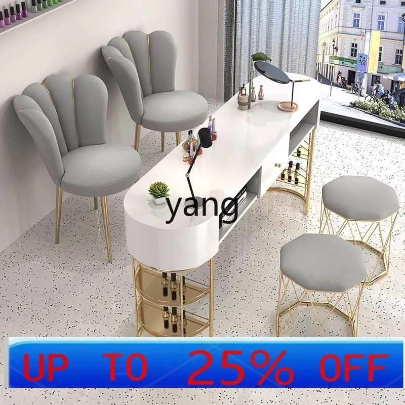 

LMM light luxury manicure table and chair set e****mical single double glass manicure table