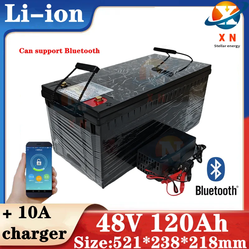 waterproof lithium 48V 120AH li ion battery With BMS for 5000W 7000W UPS scooter EV boat Solar inverters +10A charger