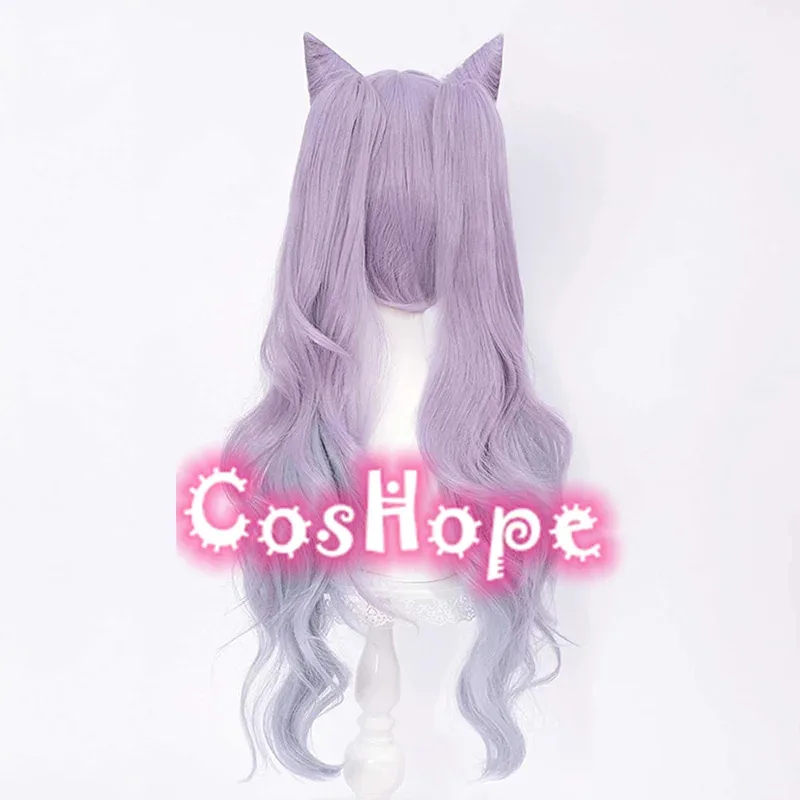 

2025 12 Keqing 80 см длинный вьющийся фиолетовый парик с градиентом аниме косплей термостойкие синтетические парики