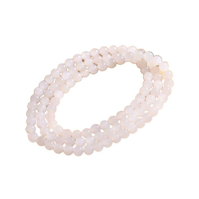 

Natural Hotan Jade , Qinghai , Old Material, Pink Plain Bead Chain, 108 Beads Necklace and Brace