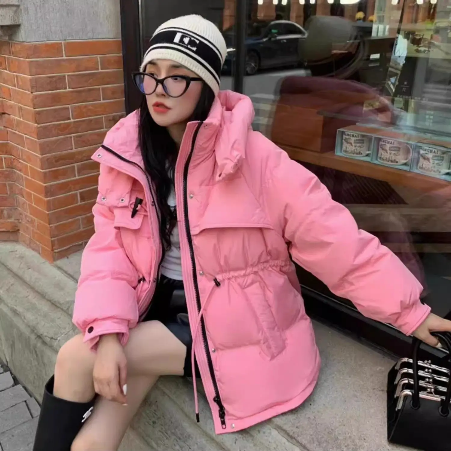 Otoño e Invierno nueva chaqueta de plumón para mujer a prueba de viento con capucha cálida plumón de pato blanco chaqueta Retro con cordones