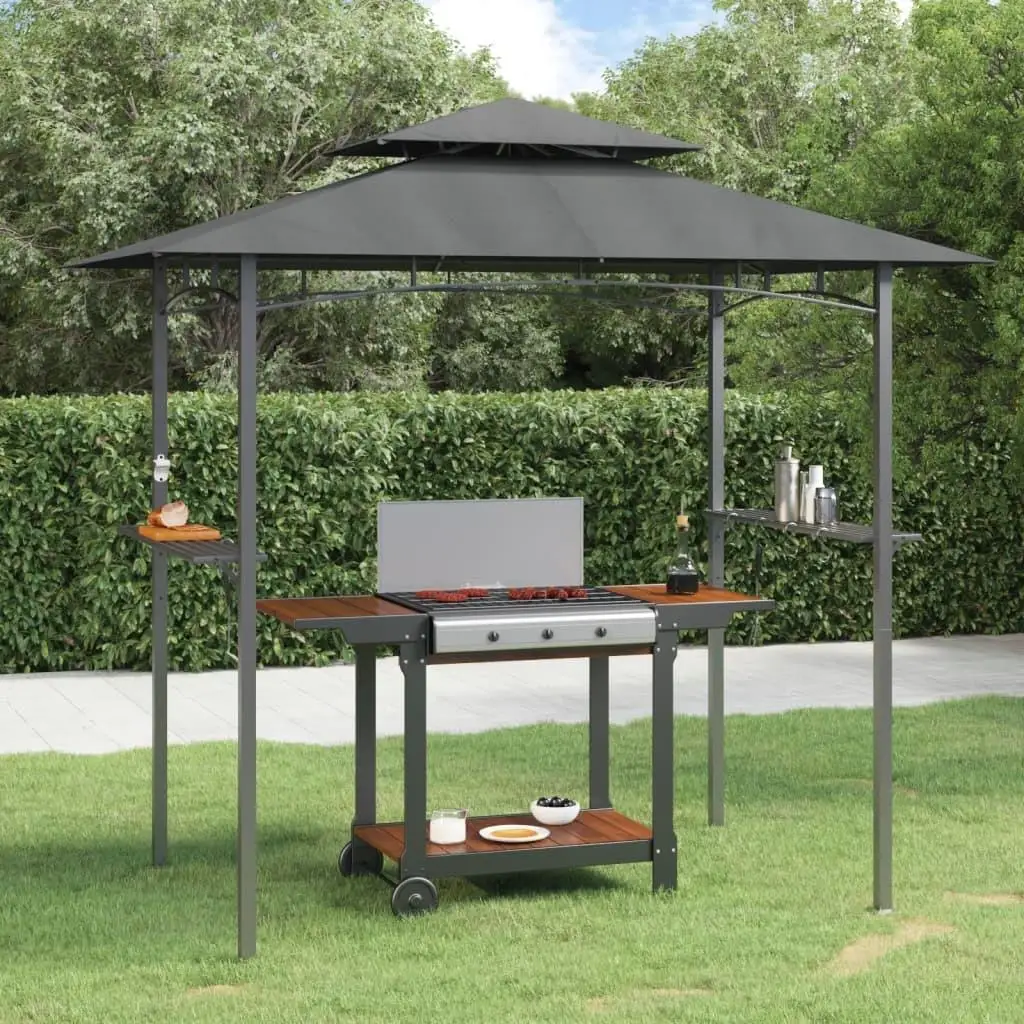 94.5x59.1x95.7 Steel BBQ Gazebo with Side Shelves - Anthracite Outdoor Cooking Station