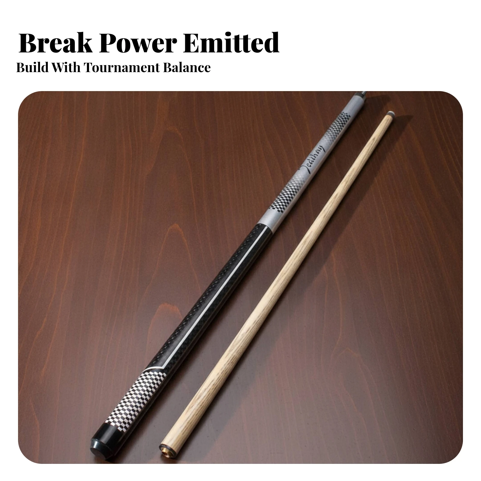 Break Cue with Crystal Tip Sturdy Billiard Break Cue Two-Piece Stiff for Home Game Rooms