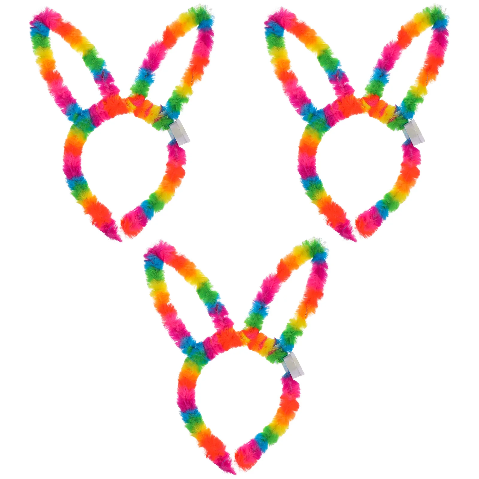 

3 Pcs Rainbow Light Headband Ear Hair Accessories Headbands Lovely Hoop Kids for Girls Elastic Hoops Plush Hairband