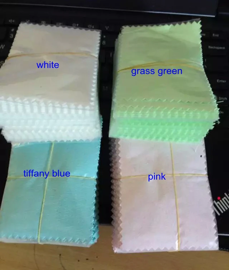 50pcs 10*7cm Silver Polish Cloth for silver Golden Jewelry Cleaner  blue pink white  grass green 4 colors option Best Quality